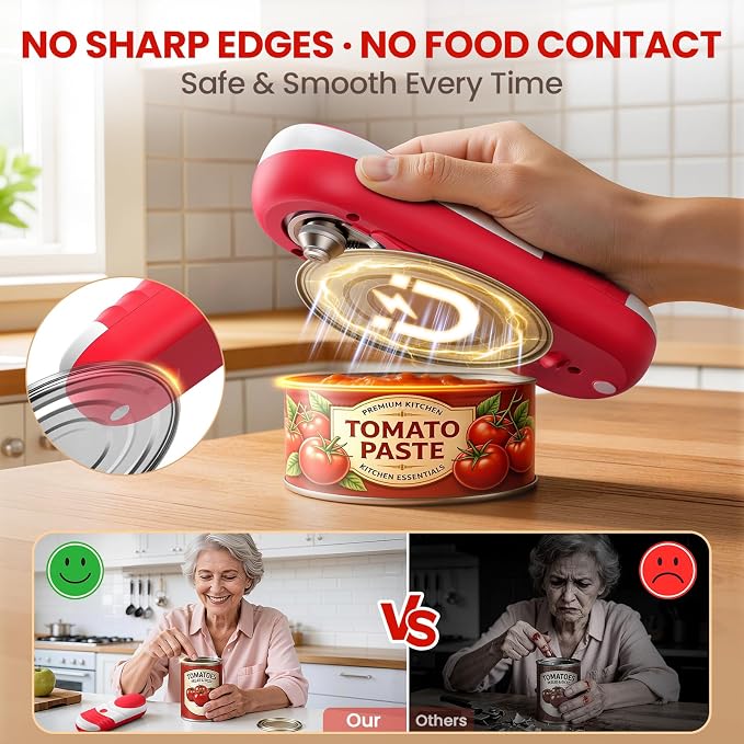 Electric Can Opener, Automatic Rechargeable Can Openers with One-Touch Smooth Edge & Magnetic Lid - Hands-Free Easy-Grip Opener for Seniors with Arthritis and Most Cans