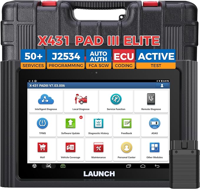 Launch X431 PAD III Scan Tool Global Ver. (Upgraded of X431 V+, X431 PROS) | 50+ Reset,OE-Level Bidirectional scan tool,All System Diagnostic Tool fOR 99% Car, One-Click Free Update，Auto Auth FCA SGW