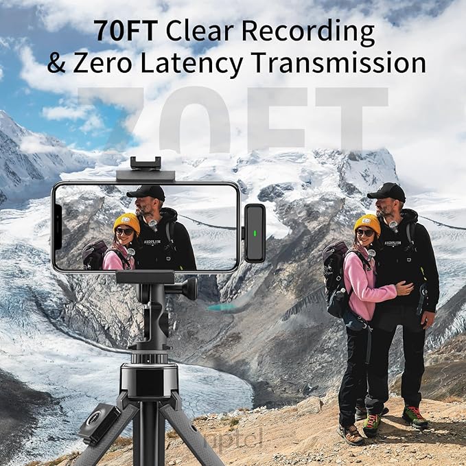NPTCL Wireless Lavalier Microphone for iPhone Android Phone - USB Type C Mini Microphone with 24H Charging Case Noise Reduction for Video Recording Vlog YouTube TikTok