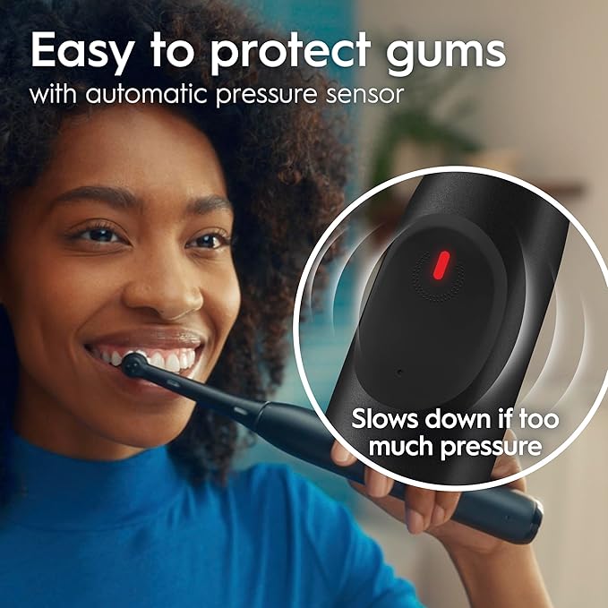 Oral-B Rechargeable Electric Toothbrush, iO2, 3 Cleaning Modes, Automatic Pressure Sensor to Protect Gums, Dark Blue