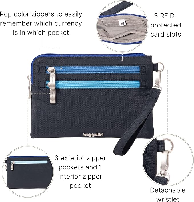 Baggallini Women's Rfid Currency Organizer Wristlet