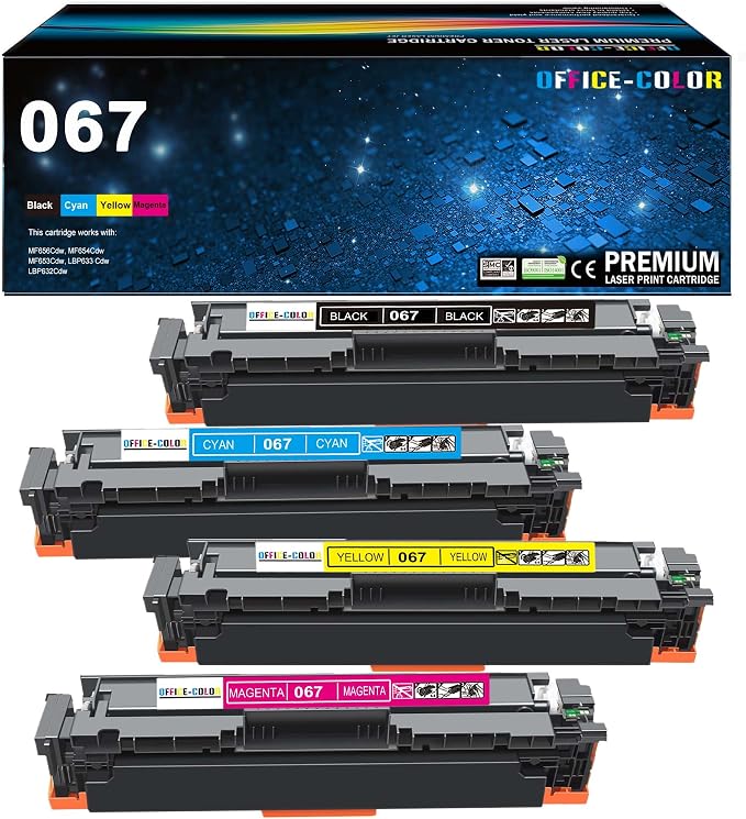 Compatible with Canon 067 Toner Cartridges Set Replacement for Canon Color imageCLASS MF656Cdw,MF654Cdw,MF650C MF652Cw,LBP633Cdw,MF653Cdw,LBP632Cdw Printer Ink (Black,Cyan,Magenta,Yellow)