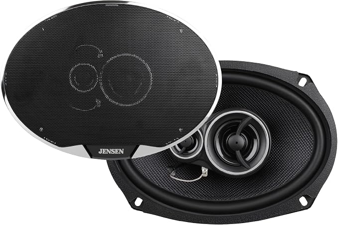 Jensen APEX Power Series JS69K 6x9 3-Way Premium Aramid Fiber Car Speakers (Pair) | 375 Watts Peak Power (100W RMS) per Speaker | 30mm PEI Dome Tweeters | Delivers Punchy Bass & Crystal-Clear Vocals