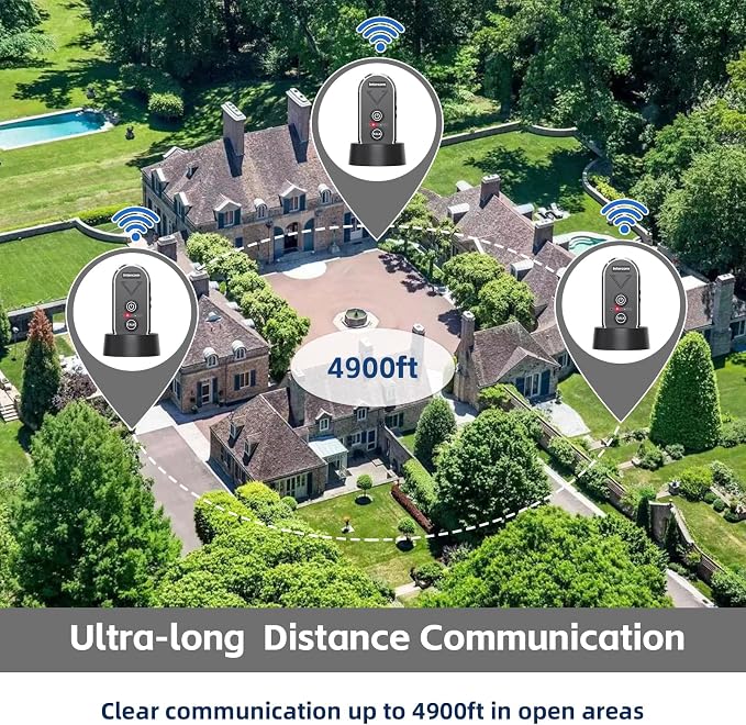 Doorbell Wireless for Home, Wireless Intercom System 4900ft Long Range,Two Way Intercom Doorbell with 3 Volume Levels,20 Ringtones,Intercoms for Home Classroom Business,2 Pack