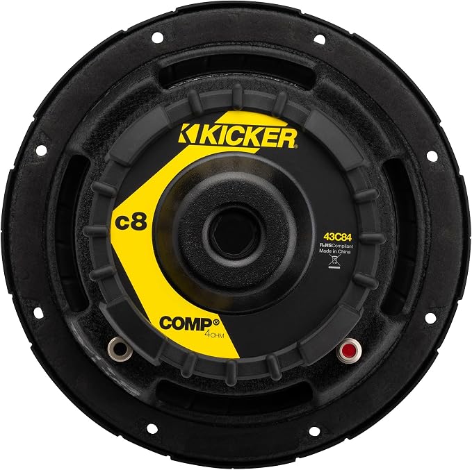 KICKER 43C84 Comp 8" Subwoofer, Single Voice Coil, 4-Ohm