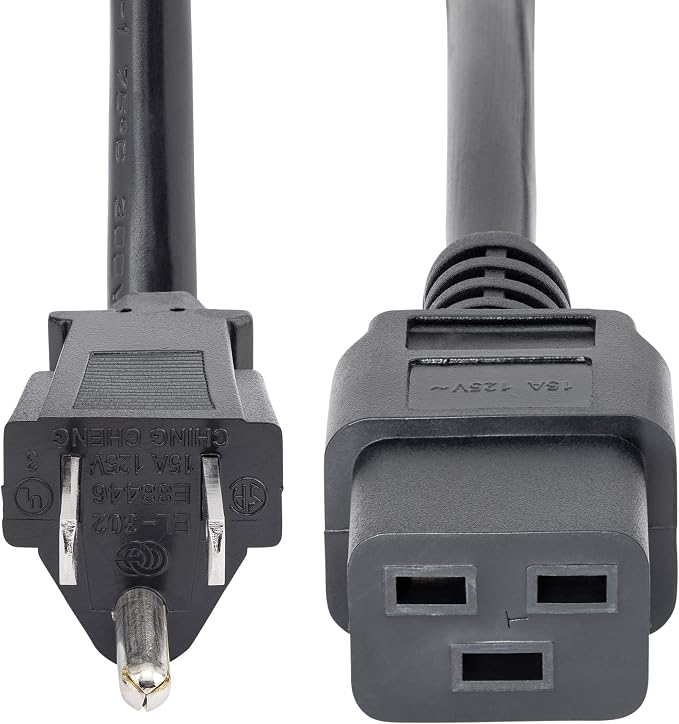 StarTech.com PXT515C19146 6 ft Heavy Duty 14 AWG Computer Power Cord - NEMA 5-15P to C19 - 14 AWG Power Cable - NEMA 5-15P to IEC 320 C19 Power Cord