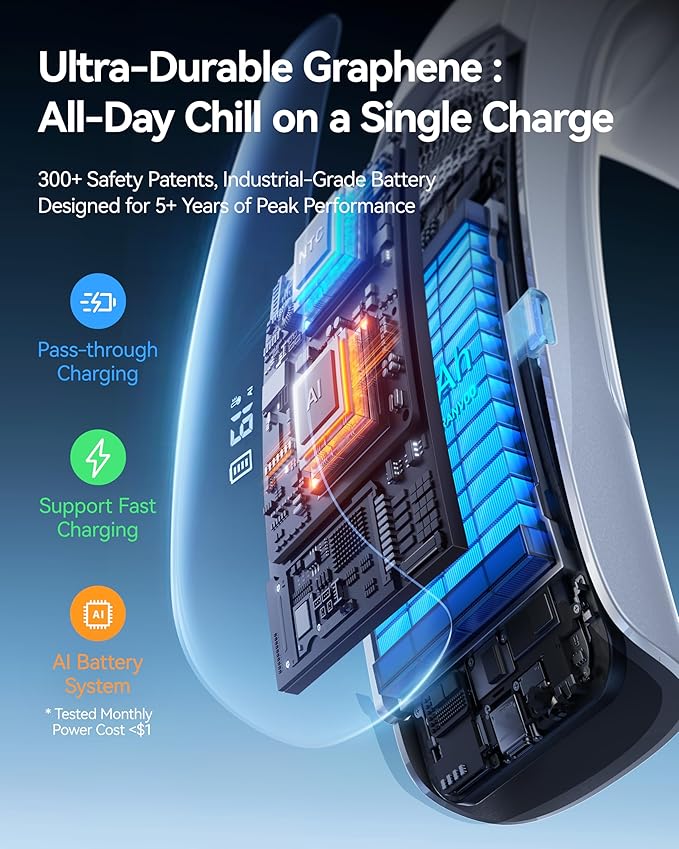 RANVOO AICE LITE MAX 2026 Real AC Cold Blast [No.1 Coolest & Most Durable] AI Neck Air Conditioner, Best Immersive Neck Cooler, 6000 mAh Rechargeable Neck Fan Blow Cold Air, Summer Gift for Mom Silver