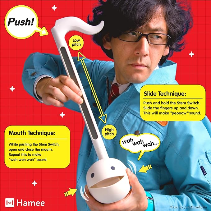 Otamatone Deluxe Electronic Musical Instrument for Adults Portable Synthesizer Digital Electric Music from Japan by Cube/Maywa Denki Cool Stuff Gifts, Red [English Manual]