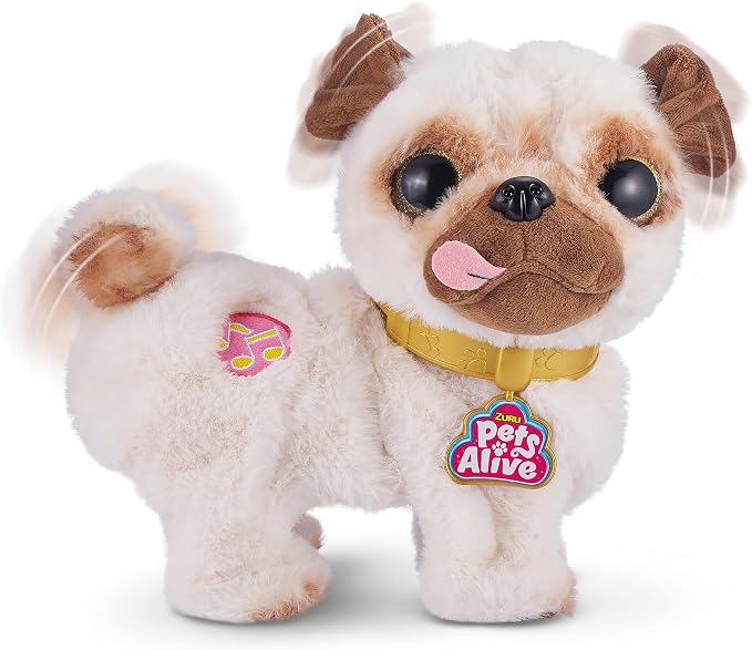 Pets Alive Poppy The Booty Shakin’ Pug – Interactive Dancing Plush Puppy by ZURU Robotic Realistic Soft Dog Stuffed Animal Toy for Kids, Girls