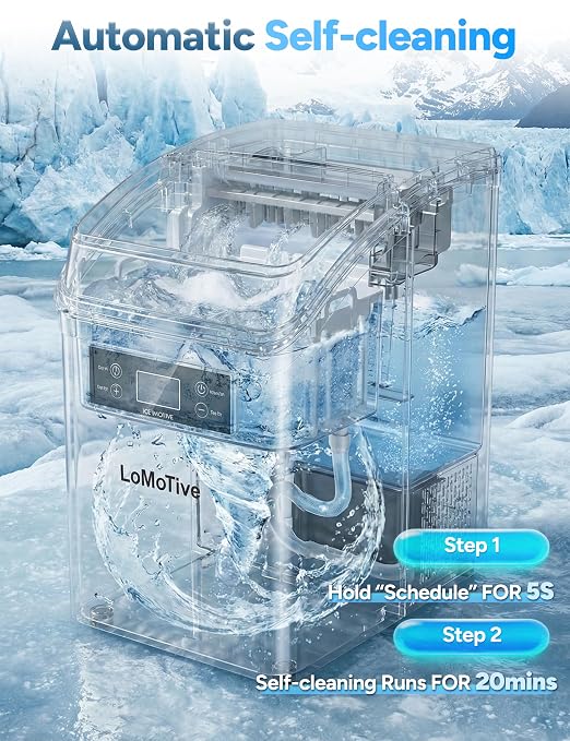 45Lbs/Day Ice Makers Countertop (Clear Ice Cube Maker) | 24Pcs in 13 Mins,6 Ice Thickness,Self-Priming Water Supply,Self-Cleaning,Harder Clearer Slower Melting Ice Cubes