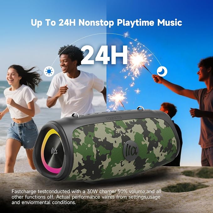 TAZATA Portable Loud Bluetooth Speaker, 90W (Peak) Large Subwoofer Speakers Wireless Bluetooth 5.3 with Powerbank USB Charge Out,Rugged Outdoor for Party,Beach,Golf,Pool,Shower,Valentines Day Gifts