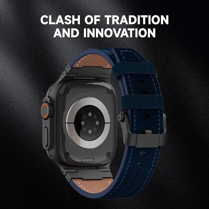 Vintage Genuine Leather Band for Apple Watch Ultra 49mm (2026 Upgrade), Rugged Replacement Strap Compatible with iWatch 46mm 45mm 44mm - for Men Women, Fit Ultra3/2/1, SE 3/2/1, Series11 10/9/8/7/6/5/4