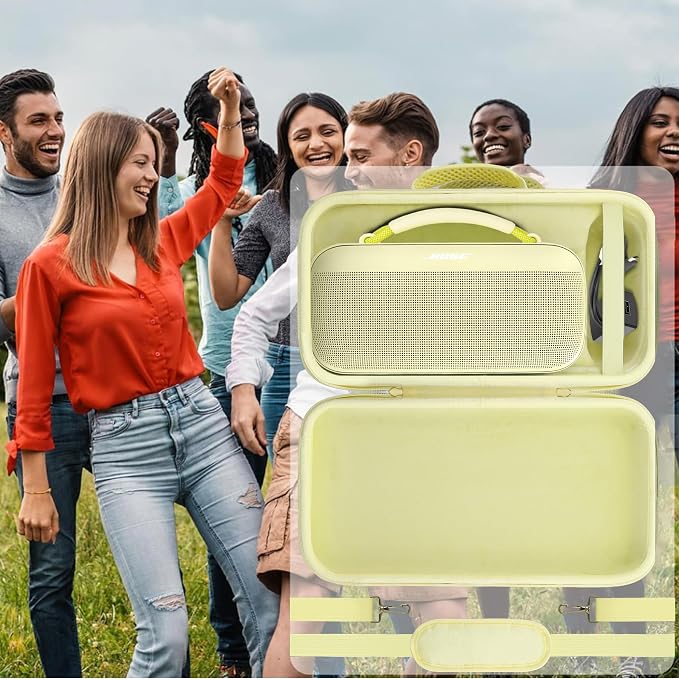 for Bose SoundLink Max Portable Speaker Hard Protective Case, Portable Travel Case with Shoulder Strap and Handle (Citrus Yellow Case) - co2CREA