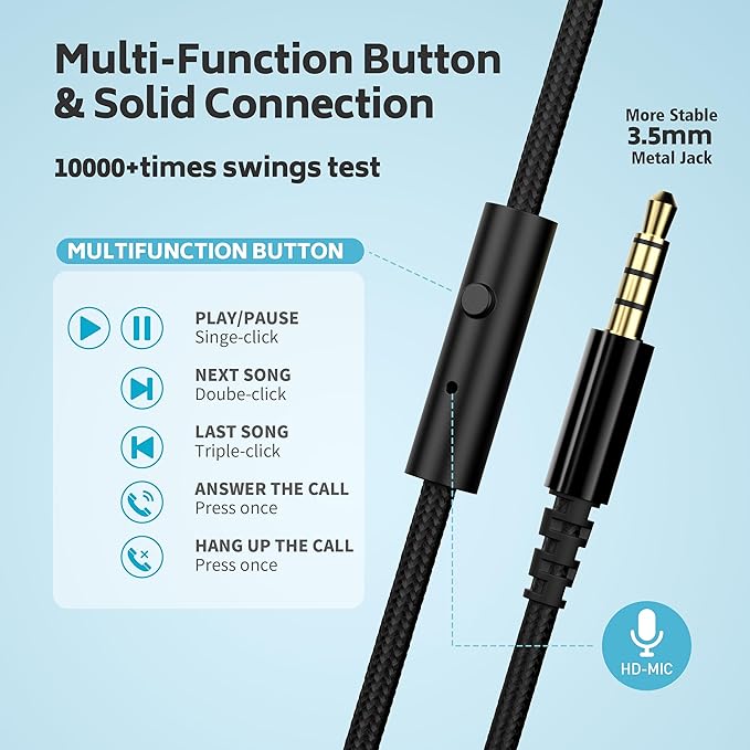 AILIHEN Classroom Headphones Bulk 10 Pack - Wired Headphones for Kids for School, K-12 Students Online Learning and Travel, HD Microphone and 3.5mm Jack for Tablet, Computer, Chromebook (Multicolor)