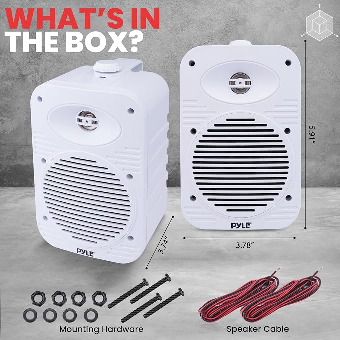 Pyle Indoor Outdoor Speakers Pair - 500 Watt Dual Waterproof 5.25” 2-Way Full Range Speaker System w/ 1/2” High Compliance Polymer Tweeter - in-Home, Boat, Marine, Deck, Patio, Poolside (White)