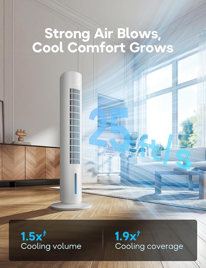 Windowless Portable Air Conditioner, 35.1" Evaporative Air Cooler for Room No Window, 7H Timer, 4 Modes, Remote Control, 140° Max Oscillating, Large Water Tank, Quiet AC Unit for Bedroom, White