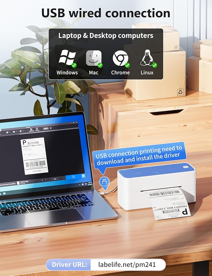 Phomemo Thermal Label Printer, 4X6 Shipping Labels Printer for Small Business, Wireless Label Printers for Package for Phone & Pad & PC, Used for UPS, Shopify, TikTok, USPS, FedEx, DHL, Temu