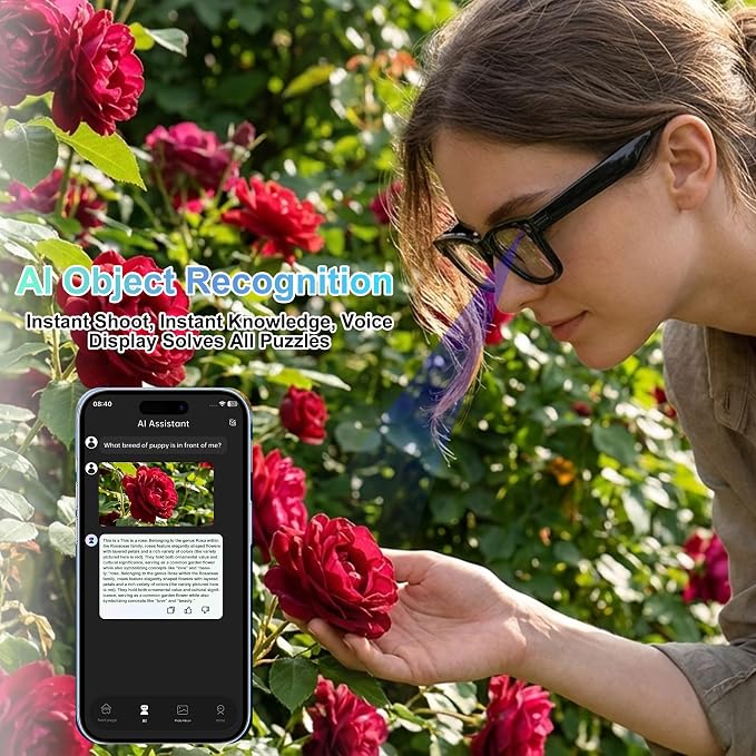 AI Smart Glasses with Camera 8MP HD Camera Glasses for Men Women 1080P Video Recording Sunglasses Real-time Translation, Open-Ear Audio for Travel, Meetings & Vlogging