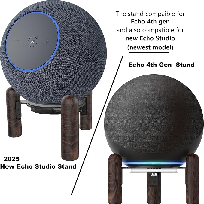 Desktop Holder Mount Stand for 2025 New Echo Studio, Echo 4th Gen，and Other Suitable Speakers. Black Walnut Wood.