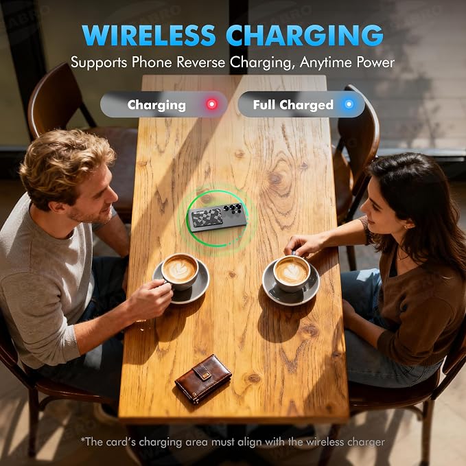 Wallet Tracker Card for iOS & Android, 6-13 Year Battery Slim Bluetooth Smart Card, Credit Card Size Smart GPS for Wallet Passport, Works with Apple Find My & Google Find Hub, Wireless Charging (2)