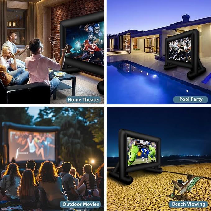 Inlftable Movie Screen 17FT Inflatable Projector Screen Outdoor, Blow up Movie Screen with Air Blower Storage Bag, One-Piece Front & Rear Projection Screen for Outdoor Backyard Movie Night Pool Party