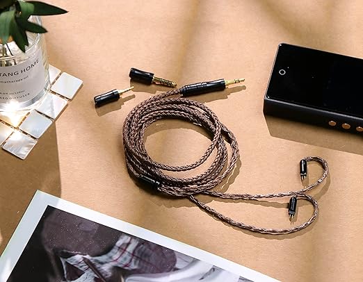 Linsoul Tripowin Amber 32AWG OFC HiFi IEM Cable with Interchangeable 2.5mm/3.5mm/4.4mm Plug, PVC Sleeve Replacement Cable for Audiophile (Recessed 2pin)