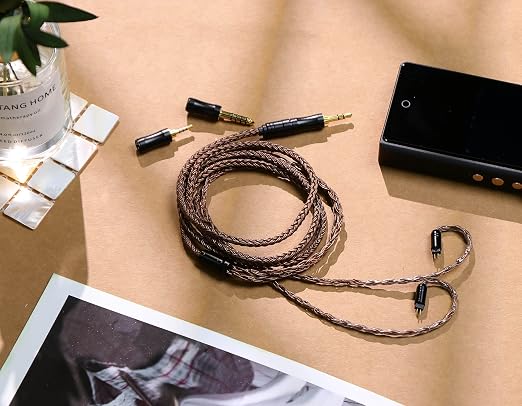 Linsoul Tripowin Amber 32AWG OFC Oxygen Free Cable HiFi IEM Cable with Interchangeable 2.5mm/3.5mm/4.4mm Plug, PVC Sleeve Replacement Cable for Audiophile(2pin 0.78mm)