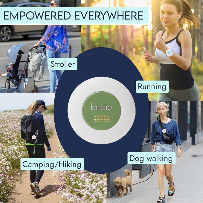She's Birdie - The Original Personal Safety Alarm Disc for Bikes, Hikes, and Late Nights - Loud Siren, LED Light for Extra Visibility, Rechargeable, Handsfree, Lightweight, Water Resistant (Forest)