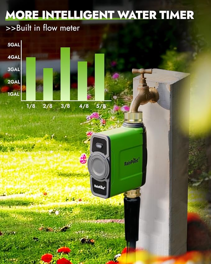 RAINPOINT WiFi Water Timer for Garden Hose, 2027 New Version WiFi Sprinkler Controller, Smart Hose Timer Valve, Automatic Drip Irrigation System/Rain Delay for Garden