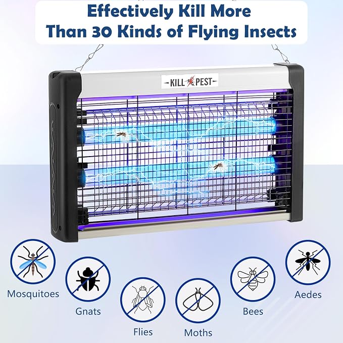 Qualirey Electric Bug Zapper Summer Indoor Electric Bug Zapper 6w Purple UV Light, 2 LED Bulbs Enhanced Dual-Band Attraction & Energy Saving, Fruit Flies Mosquito Insect Killer for Outdoor(1 Piece)