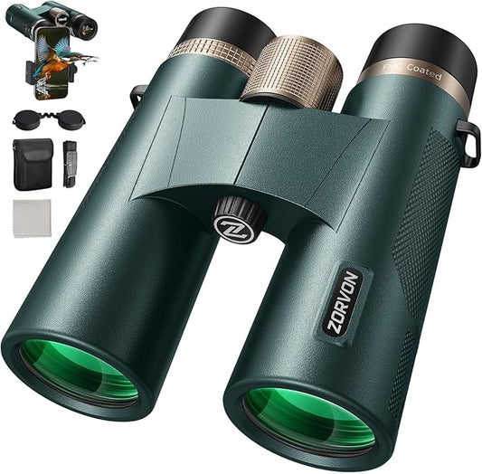10x42 HD Binoculars for Adults, High Powered Binoculars with BAK4 Prism and Low Light Vision, Waterproof Binoculars with Large Eyepiece for Bird Watching, Hunting, Wildlife Viewing, Hiking, Travel