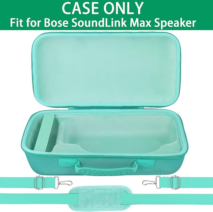 for Bose SoundLink Max Portable Speaker Hard Protective Case, Portable Travel Case Replacement with Shoulder Strap and Handle (Teal Case) - co2CREA