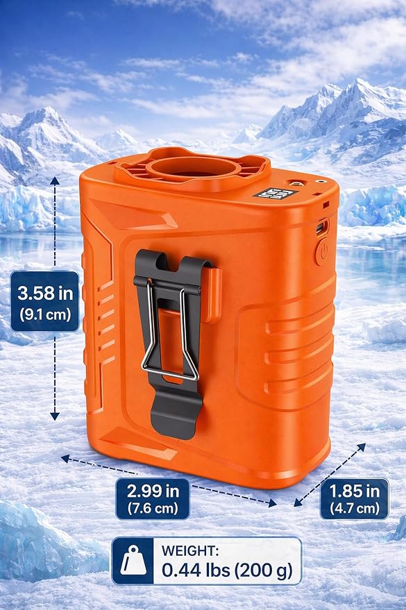 Waist Clip Fan - 5000mAh Rechargeable Portable Personal Fan, 39ft/s Ultra-Strong Wind, 29H Runtime, 5 Speeds, LED & SOS Light, for Outdoor, Camping, Hiking, Construction