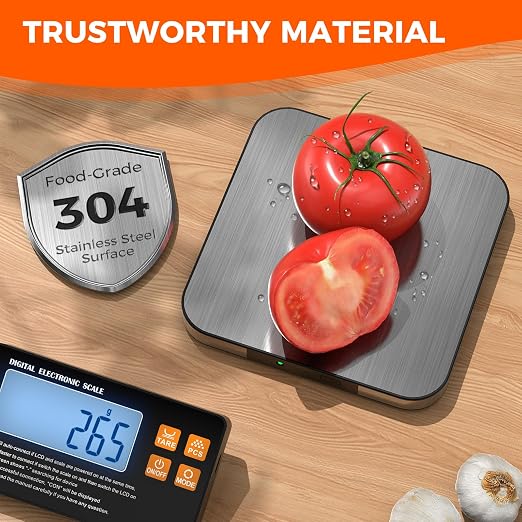 Food Scale with Split Wireless LCD Display, 33lb Digital Kitchen Scale with 7 Units Tare Function, 0.1oz High Accurate Smart Cooking Scale for Baking/Cooking/Meal Prep/Milk/Dieting (White)