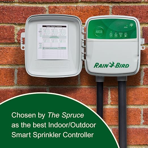 Rain Bird ARC8 App-Based Indoor/Outdoor Smart WiFi Irrigation Sprinkler Timer/Controller, 8-Zone/Station, EPA WaterSense Certified, Compatible with Alexa, Indoor/Outdoor 8-Station