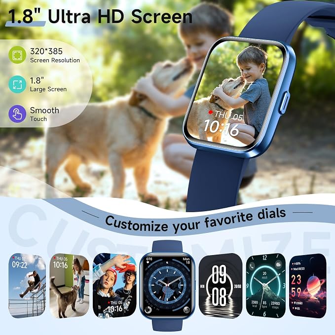Gydom Smart Watches for Men, 1.8" Fitness Tracker for Android & iPhone, Answer/Make Calls, Alexa Built-in, Heart Rate/Sleep/SpO2 Monitor Smartwatch, IP68 Waterproof Watches 101+ Sport Modes, 2 Bands