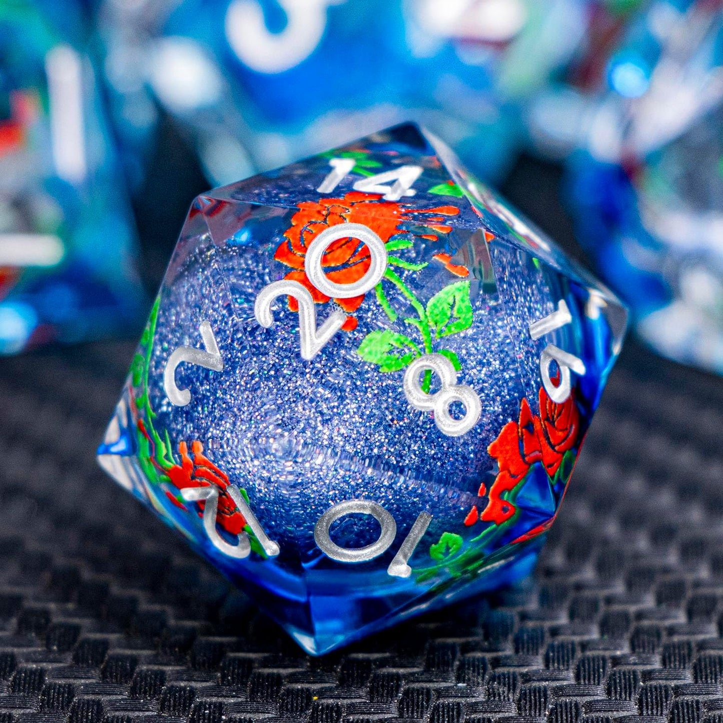 ARUOHHA Liquid Core DND Dice Set, Vampire Sharp Edged Dragons Dice Compatible with D&D RPG Role Playing Games, Resin Blood Red Polyhedral Dungeons D and D Dice with Gift Box D20 D12 D10 D8 D6 D4