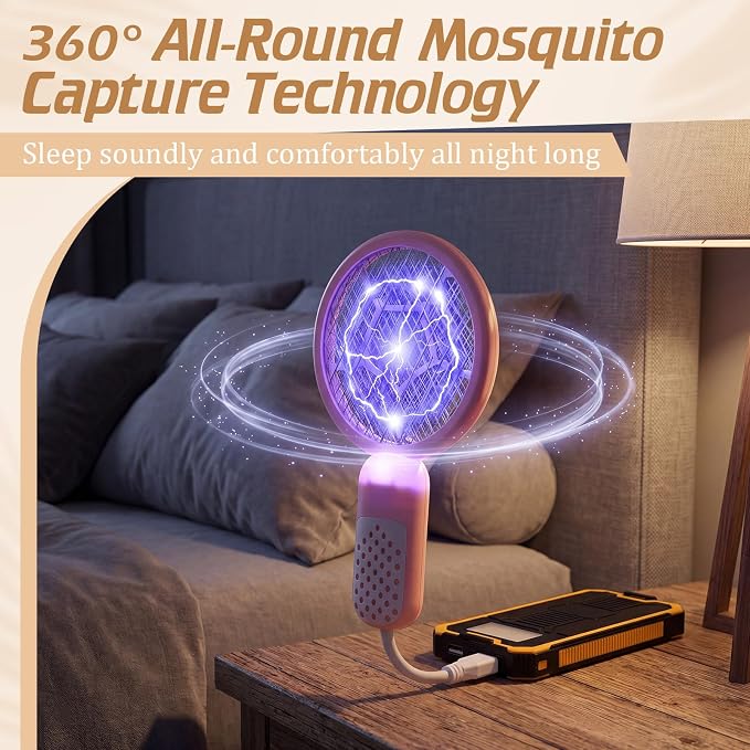 6 Pcs Mini Electric Mosquito Swatter Plug-and-Play USB Bug Attracting Lamp Portable Mosquito Killer Lamp UV Insect Trap Safety Net for Outdoor Gnats, Moths, Fruit Flies (Morandi Colors)