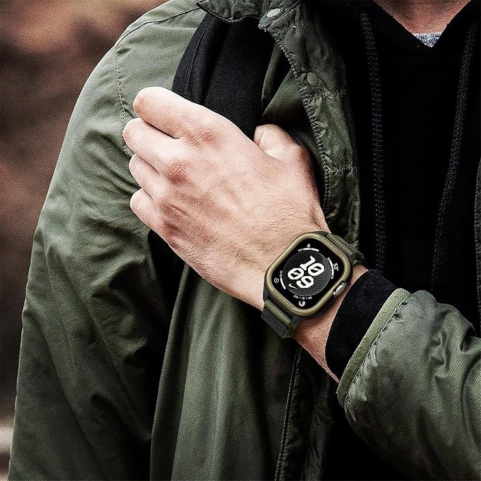 Bandletic Rugged Case with Band Compatible with Apple Watch 49mm(Ultra 3/2/1),46mm(Series 11/10), 45mm(Seriess 9/8/7),44mm(SE3/SE2/SE/6/5/4), Protective Cover Sport Accessories for iWatch Men