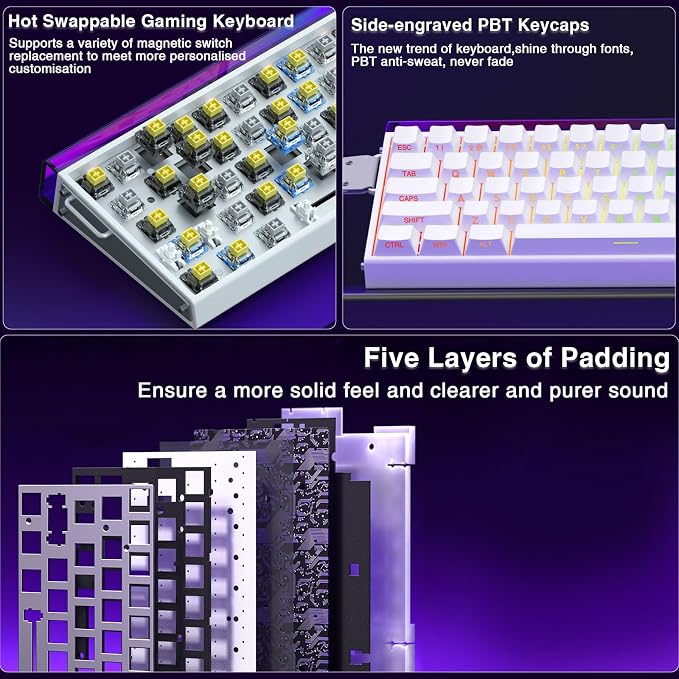 AULA Hero 68 HE 60% Gaming Keyboard Wired, Hall Effect Magnetic Switch Keyboard with Adjustable Actuation, Fast Trigger Mode, 8K Hz Polling Rate, 0.125ms Latency,Side Printed PBT Keycaps, RGB Backlit