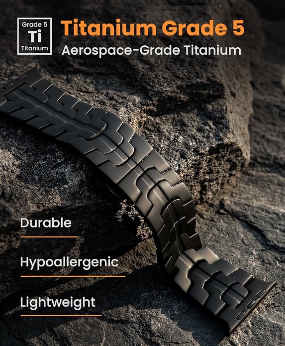 Grade 5 Titanium Band for Apple Watch Ultra 3/2/1 49mm & Series 11/10 46mm, DLC Coating Anti-Scratch Ultra 3 Band with Small-Link Design for Precise Fit, Secure Butterfly Clasp Band for Men