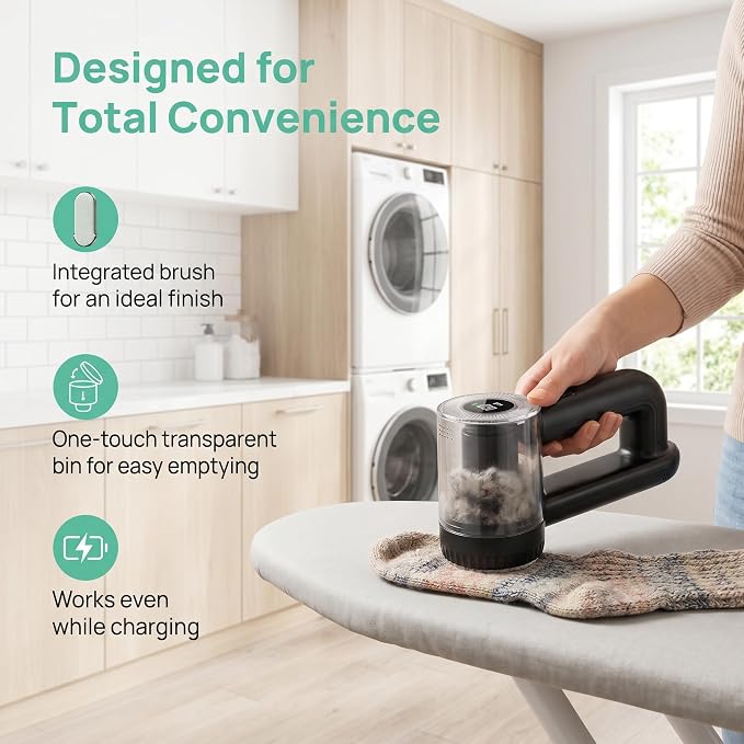 2-in-1 Fabric Shaver, 3-Speed Rechargeable Lint Shaver with Digital LED Display, Electric Sweater Shavers to Remove Pilling from Clothes, Furniture, Couch and Blanket, Type-C Fast Charging