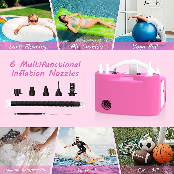 4-in-1 Balloon Pump Electric Balloon Pump Inflador De Globos Electrica Sports Balls Pump for All Balloons Latex Foil 260q Mylar Balloon, Air Cushion Pool Float Yoga Ball Inflator Balloon Machine
