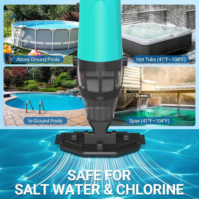 Pool Vacuum for Above Ground Pool, 18GPM Powerful Suction/87” Extension Pole/60Mins Runtime, Spot Fast Cleaning Cordless Handheld Pool Vacuum Cleaner for Spas Inground Above Ground Pool Vacuums