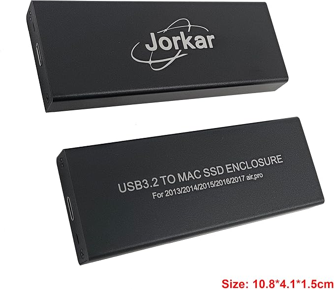 External USB-C 3.2 SSD Enclosure for MacBook Air/Pro 12+16 PIN SSDs, Hard Drive Reader for A1466 A1465 A1502 A1398 SSDs mid 2013-2017, Portable Mac SSD to USB C Adapter Case