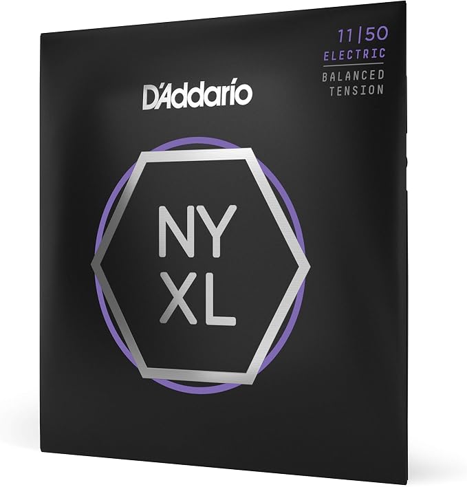 D'Addario Electric Guitar Strings, NYXL Nickel Plated, NYXL1150BT, Medium Gauge Balanced Tension 11-50, 6-String Set, Pack of 1