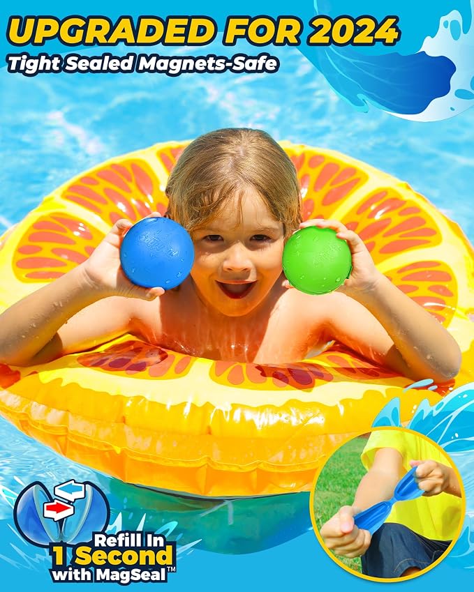 Reusable Water Balloons, 12 Pack Refillable Water Bombs Self Sealing Quick Fill, Latex-Free Silicone Outdoor Toys for Kids Adults Summer Fun Pool Beach Water Toys Birthday Gifts