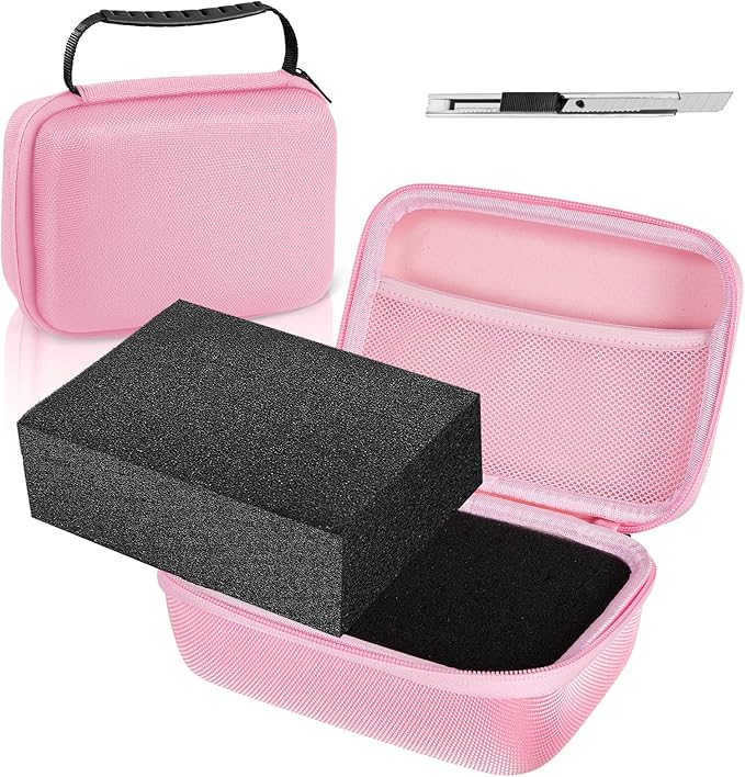 Relaxweex EVA Hard Case with Customizable Foam 11 x 7.8 x 4.3 Inch Protective EVA Carrying Case Shockproof Outdoor for Camera, Digital Products, Electronic Instruments with Knife, Pink