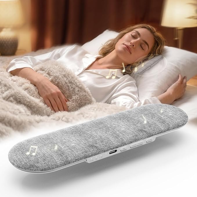 Pillow Speaker for Sleeping with Dual Speakers, Wireless Bluetooth Under-Pillow Sleep Sound Machine, Built-in 16 White Noise, 15-Hour Battery Life, Auto-Off Timer, Rechargeable, for Adults Kids