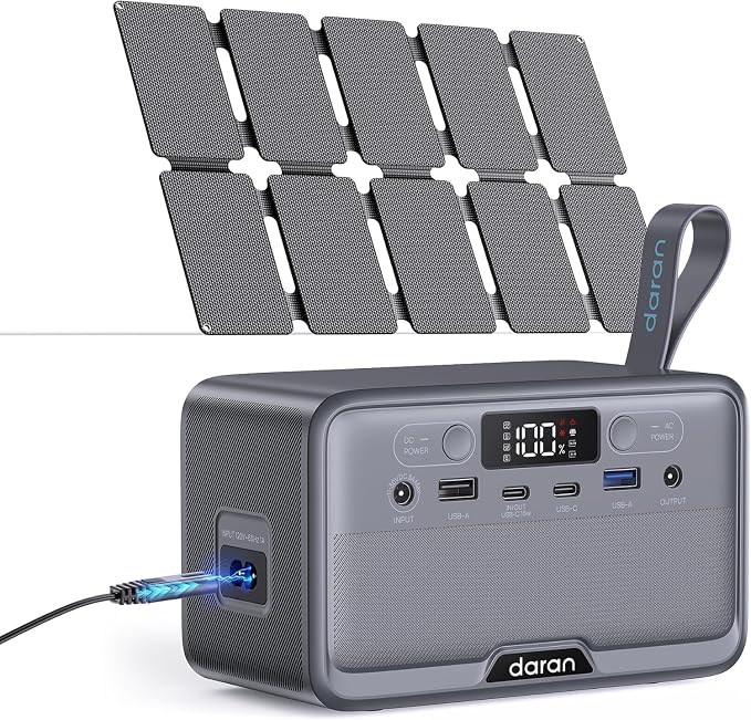 Portable Power Station 100W with 25W Solar Panel LiFePO4 Battery Power Bank with110V AC Outlets Solar Generator Fast Charging for Hurricane Emergency,Outdoor Use,Off-Grid traveling